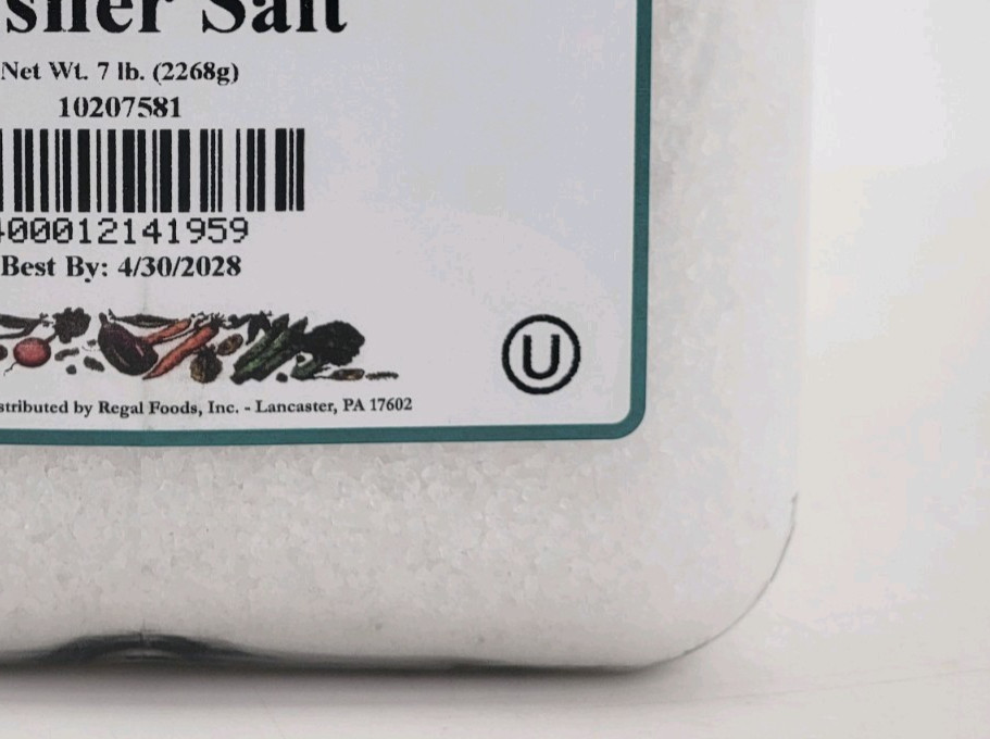 Regal Spice Extra Coarse Kosher Salt 7 lb per Jug - Sealed - Best by: 4/30/2028