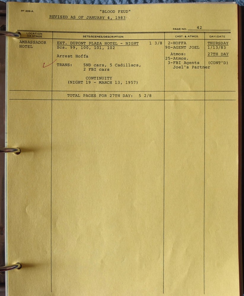 1982 Blood Feud Original Revised Final Draft Script + Shooting Schedule & More