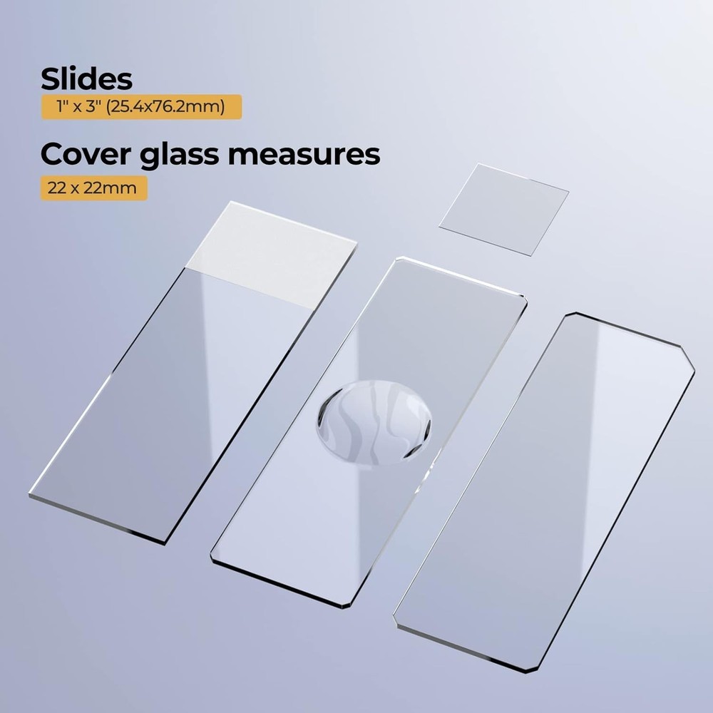 Universal Microscope Slides Set - 50 Pre-Cleaned Slides with 100 Coverslips