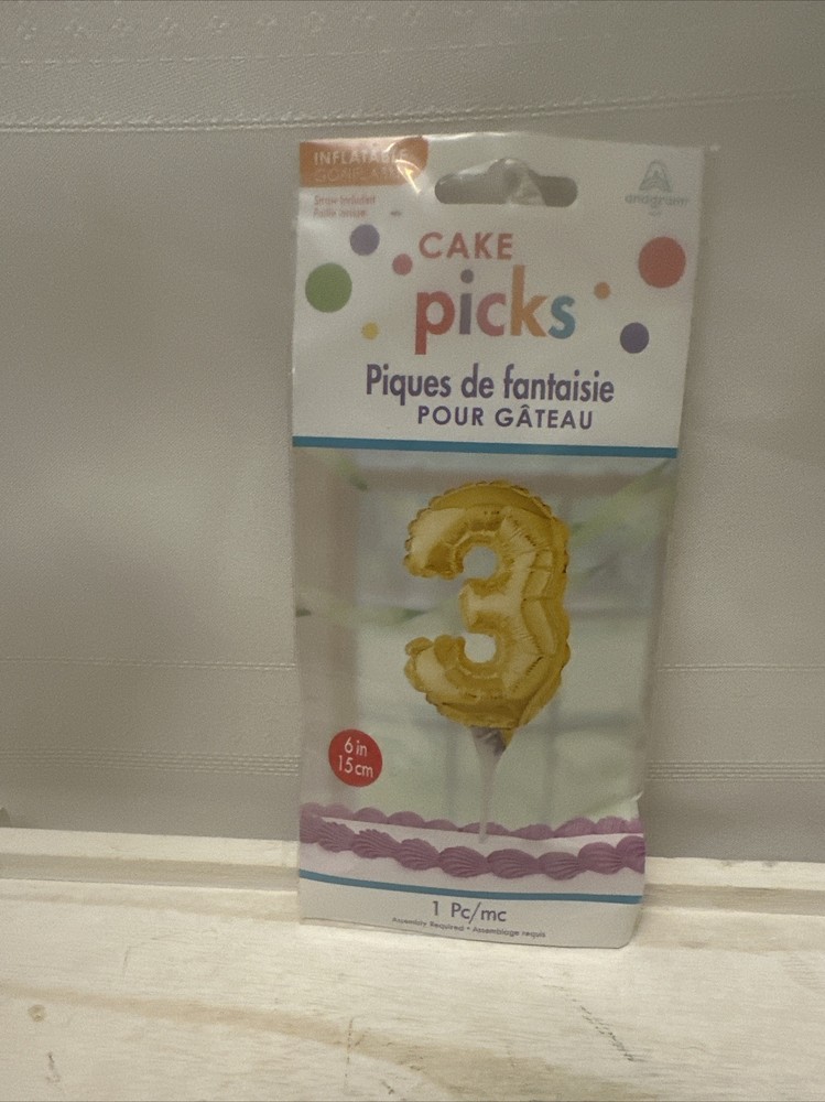 Cake Picks Inflatable #3 6 In