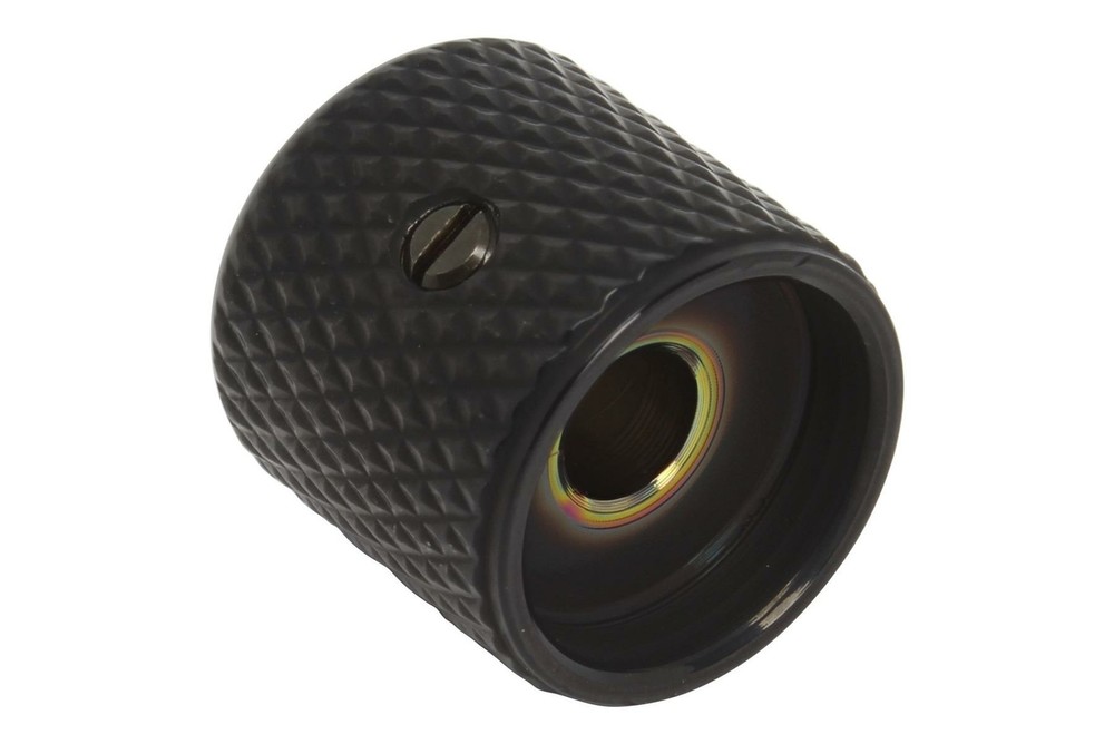 Flat Top Brass Knob for 6mm diameter solid or split shaft w/ set screw - Black