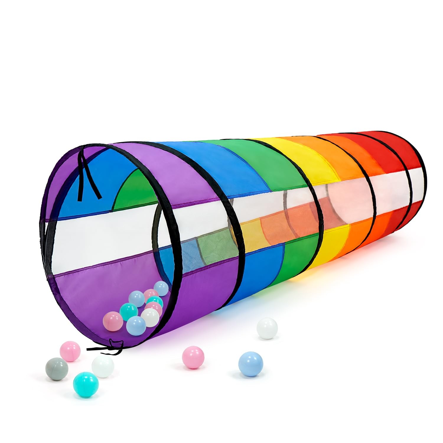 Kids Play Tunnel for Toddlers, Large 21" Colorful Rainbow Pop Up Crawl Throug...