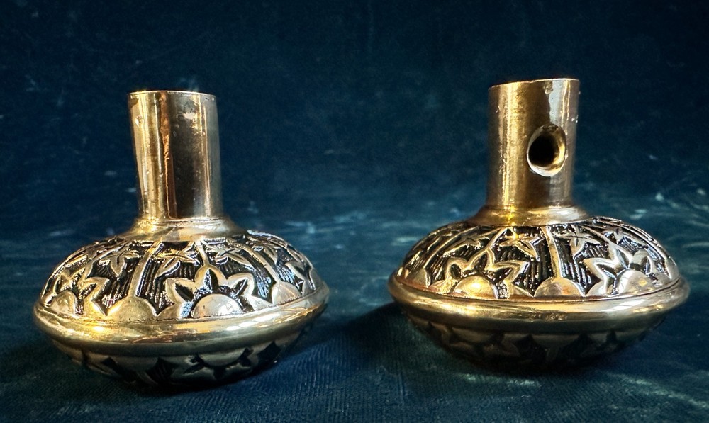 Antique Victorian Sargent Brass Arcadia Passage Set, 2 Door Knobs & 2 Backplates
