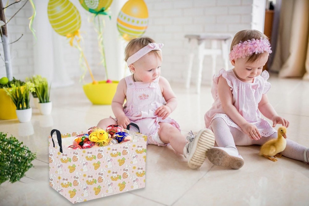 Sanjiaofen Rectangular Easter Baskets, Easket Basket for Kids.Cute Storage Ba...