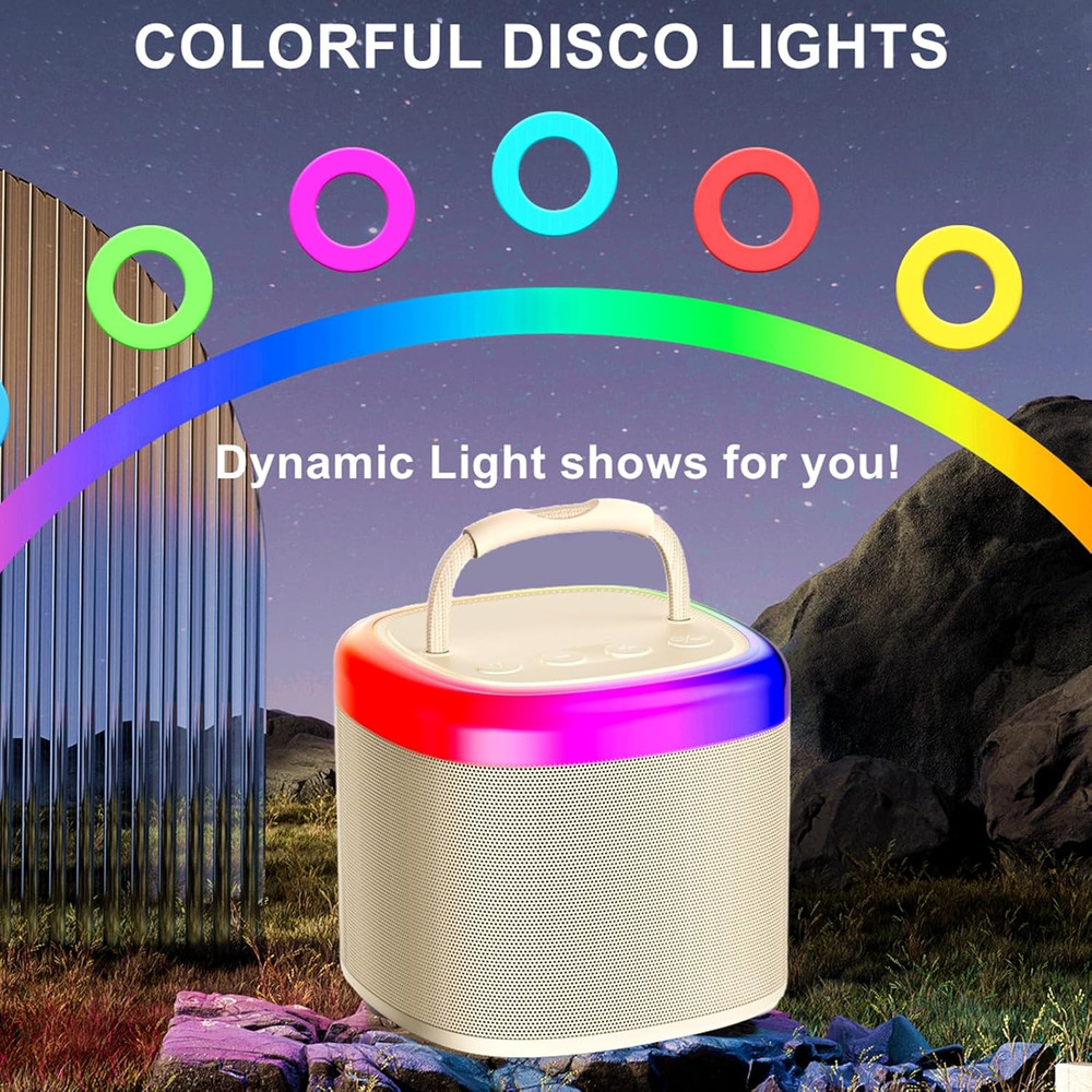 Mini Karaoke Machine for Kids, Mini Bluetooth Speaker with 2 Wireless Microphone
