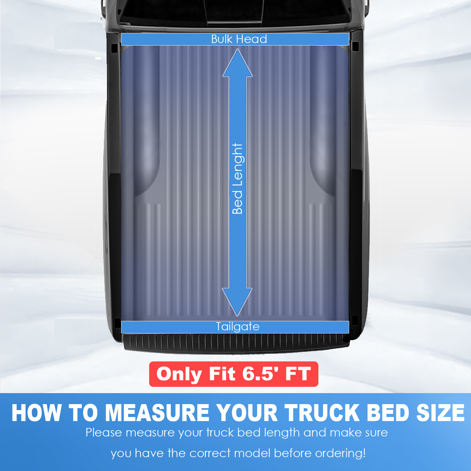 Truck Tonneau Cover For GMC Sierra Chevrolet Silverado 6.5FT Bed 4-Fold Soft