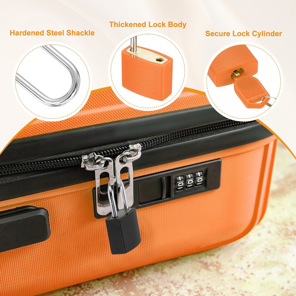 3 Pcs Padlock with Keys Shackle Waterproof Keyed Locks Orange