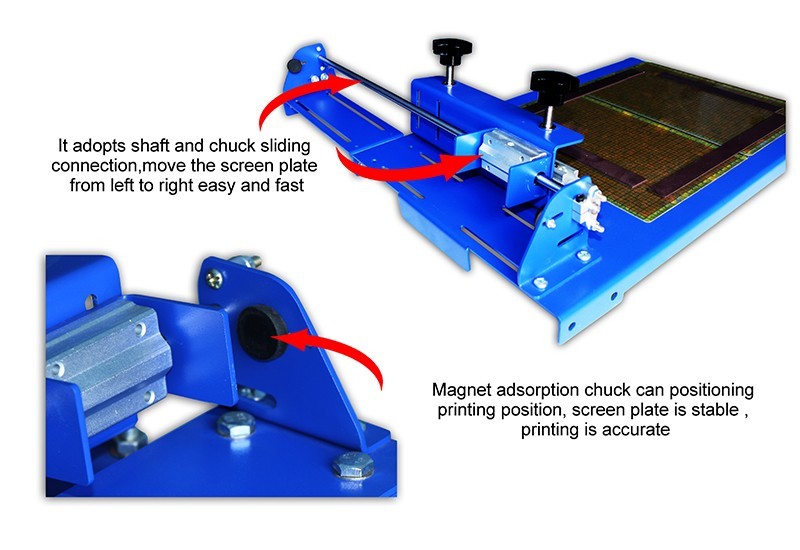 One Color Sliding Screen Printer Universal Two Directions Parallel Movement