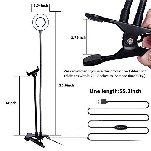 Webcam Light Stand for Live Stream, Selfie Ring Light with Webcam Mount for