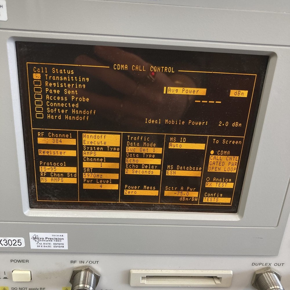 Agilent E8285A CDMA Mobile Station Test Set Not Working Error 0040