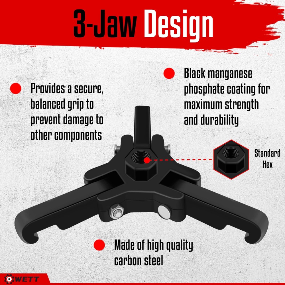 Harmonic Balancer Puller Set, Heavy Duty Adjustable 3 Jaw Pulley Puller Tool,...