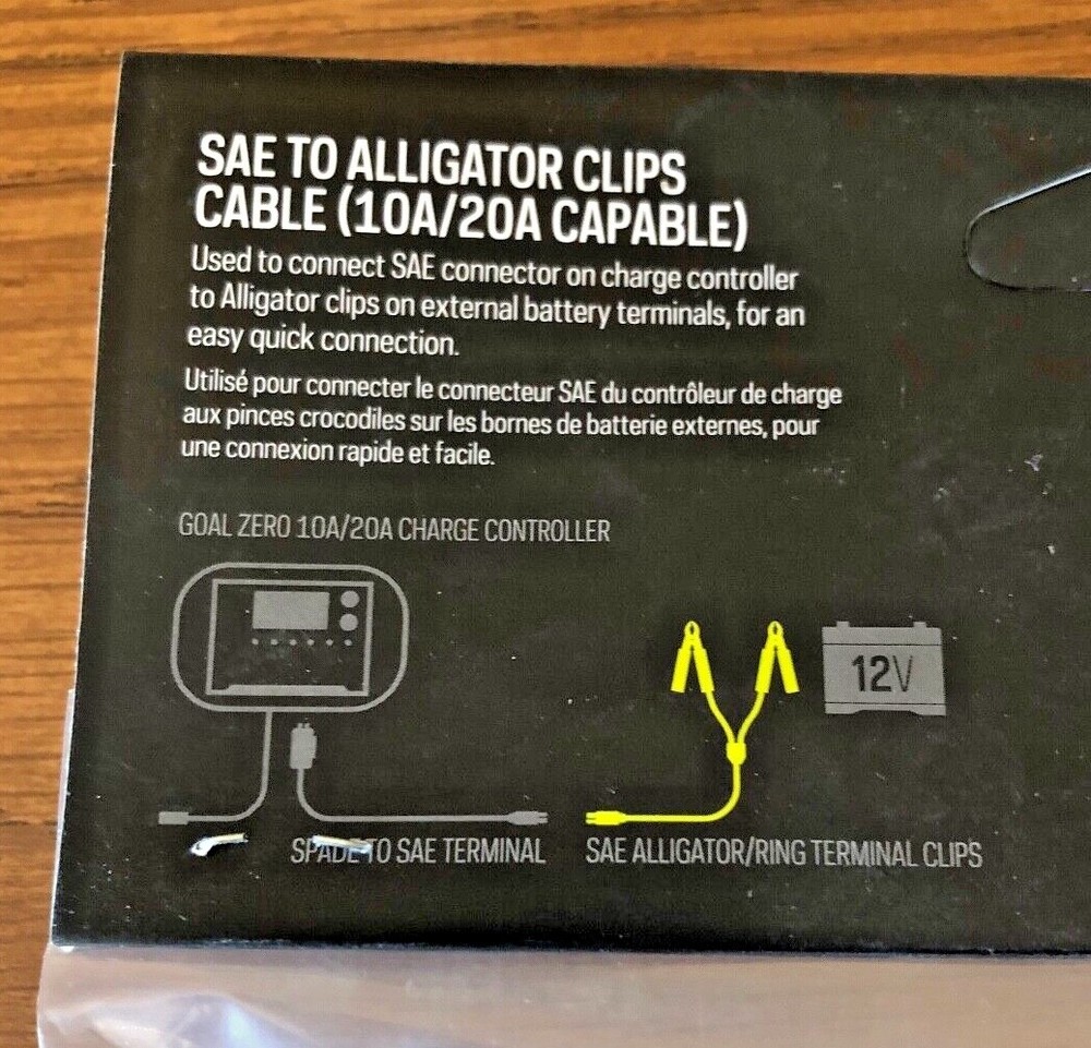 Goal Zero SAE to Alligator Clips Cable for Boulder Charge Controller # 98380