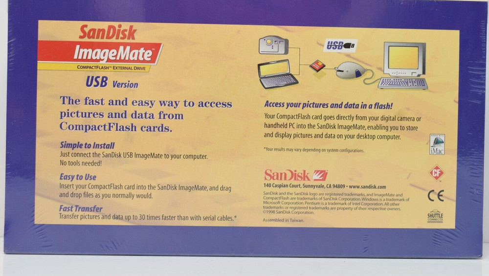Scandisk Imagemate SD Card Reader USB 1998 Vintage WIn/Mac Version New Sealed