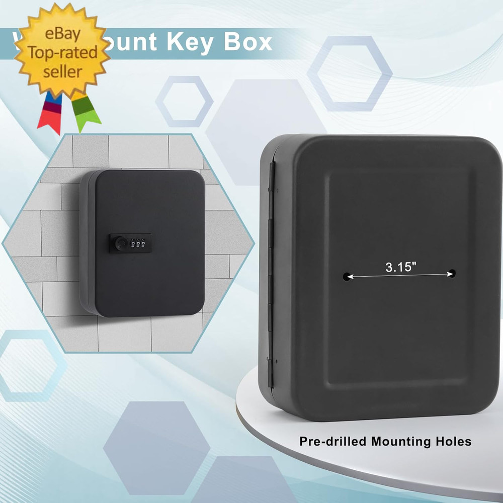 20 Key Storage Lock Box with Code, Key Cabinet Organizer Wall Mount Combination