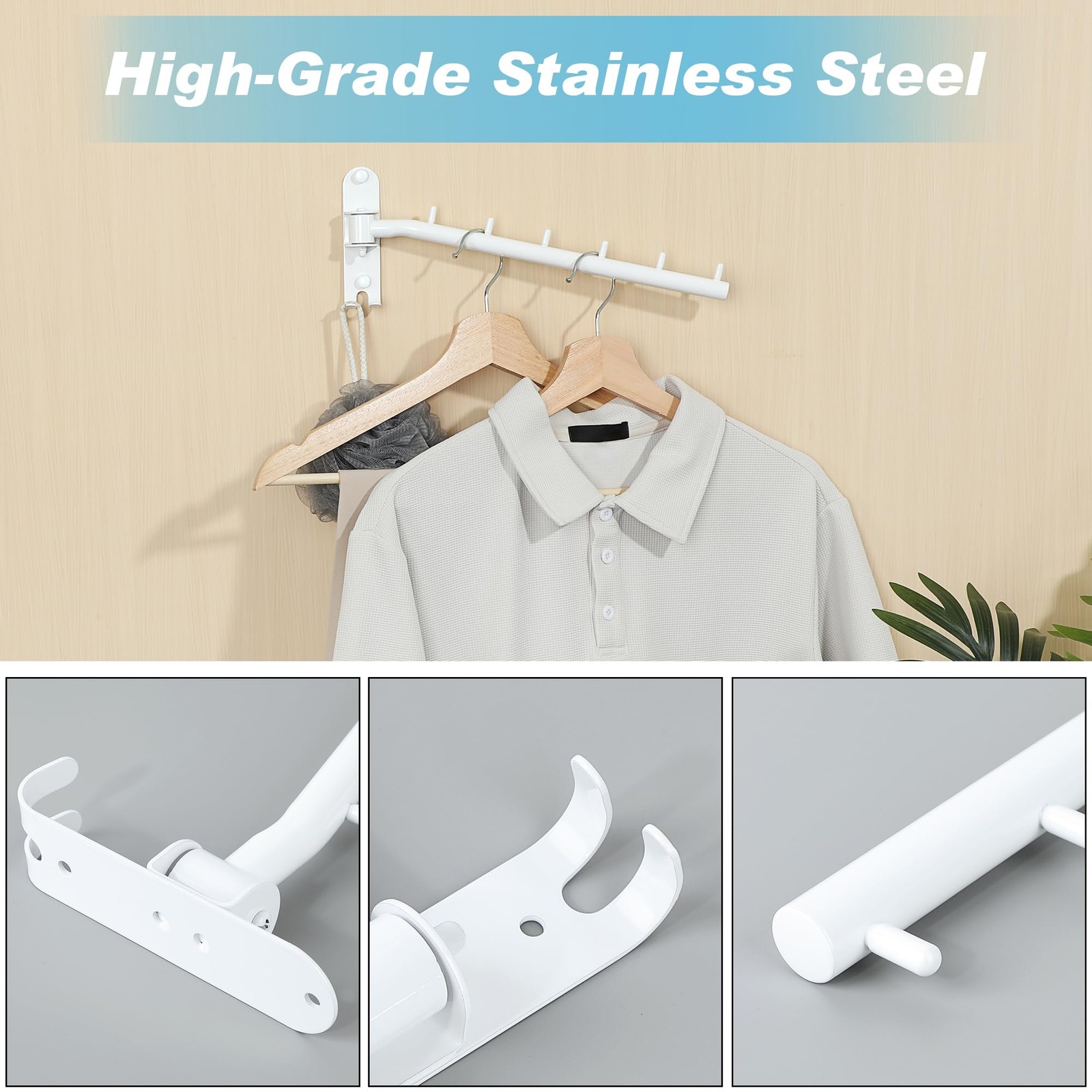 Wall Mounted Drying Rack,Swivel Clothes Drying Rack Stainless Steel,Space Sav...