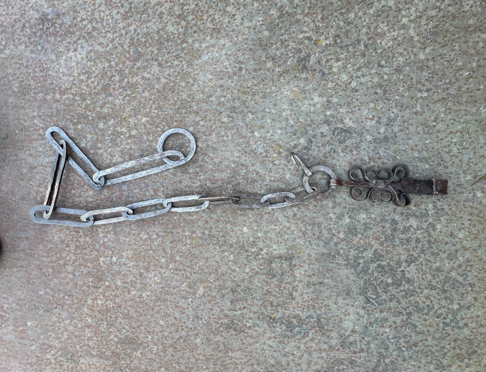 Exceptional 18th C Blacksmith Made Fireplace Cooking Trammel