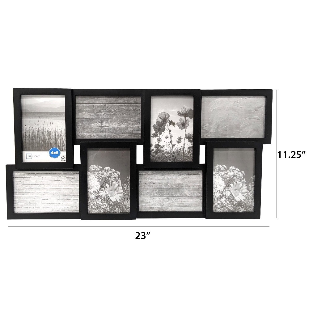 4x6 Picture Frame Black Gallery Wall Display for 8 Photos Linear Program