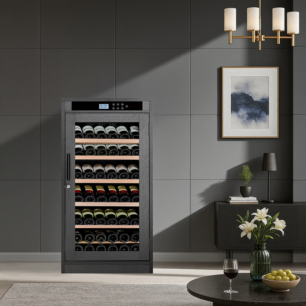 69 Bottles Touch Screen Display Constant Temperature Grape Wine Cooler,Black