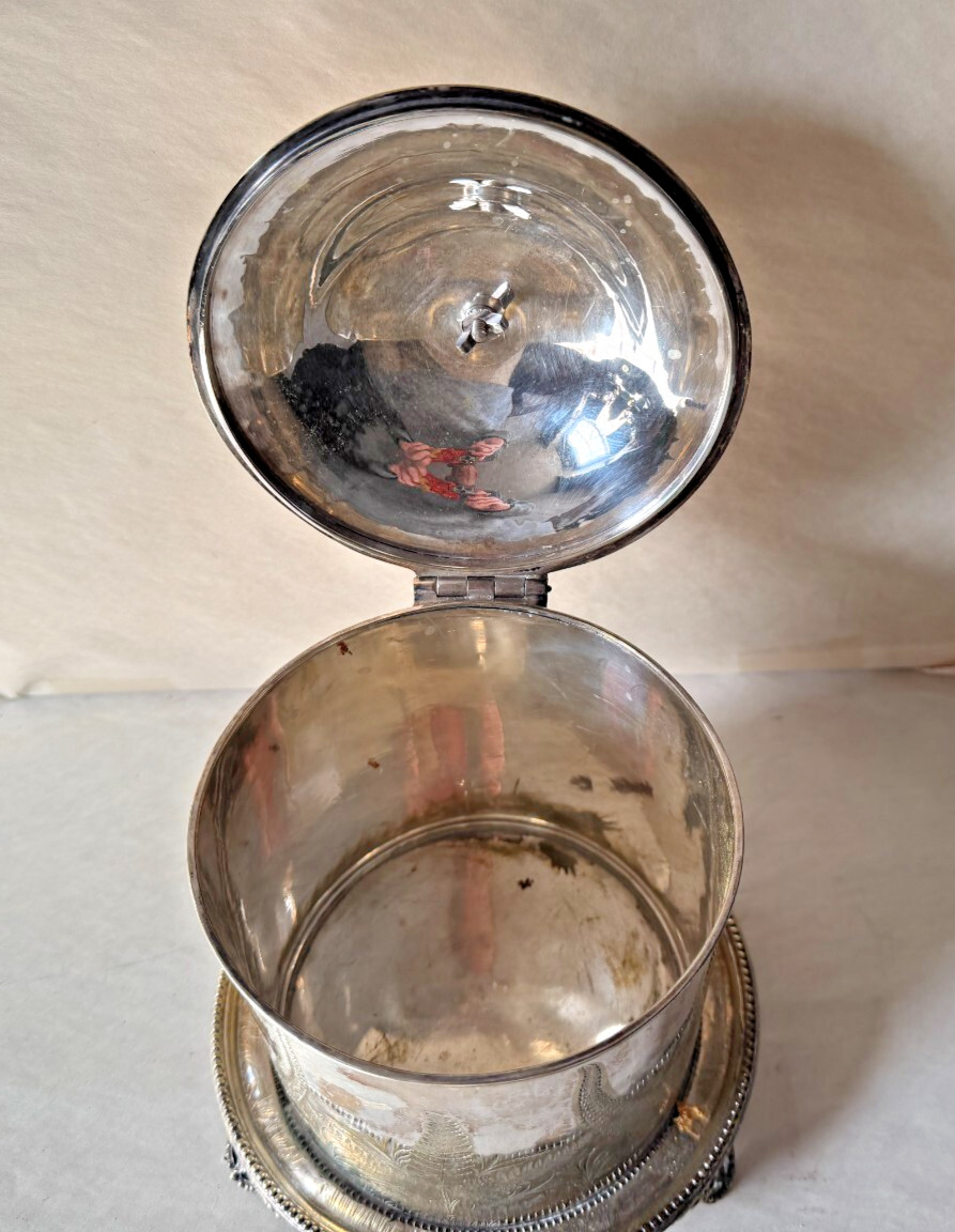Antique Victorian Silverplate Mappin Brothers England Biscuit Jar