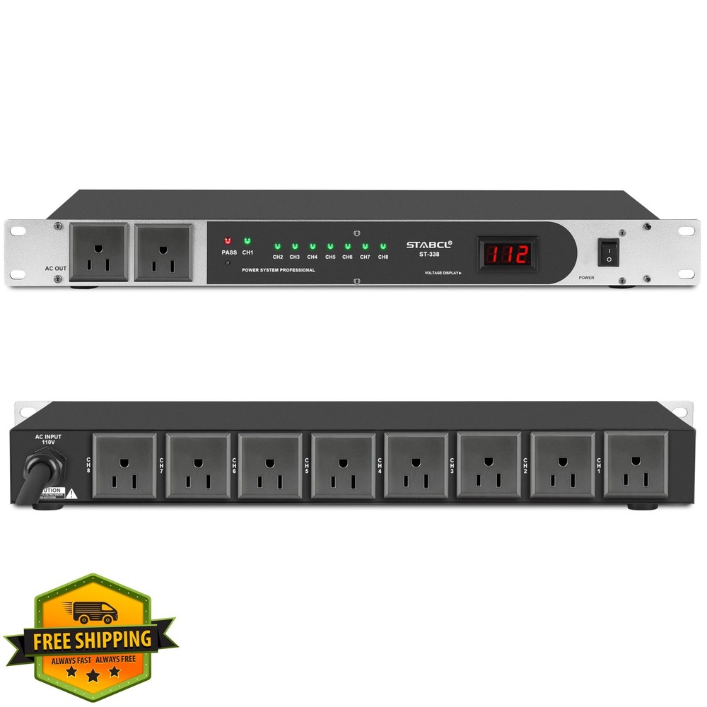 Power Conditioner Sequencer 3300W Rack Mount Audio Surge Protector