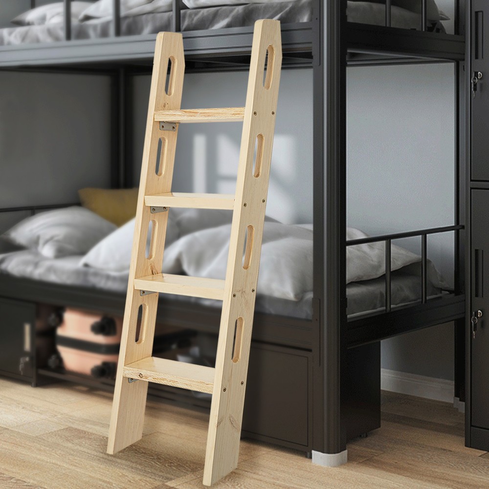 4-Step Ladder Durable Solid Wood Step Ladder 220lbs Load Fixed Ladder Step Stool