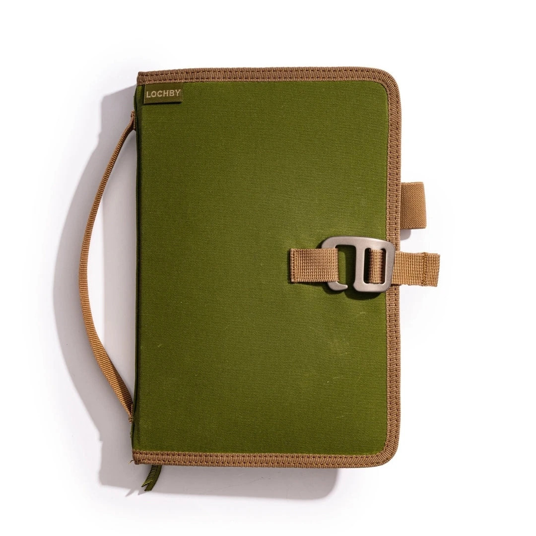 Lochby Field Journal Olive A5 Planner Cover | Water Resistant Waxed Canvas |