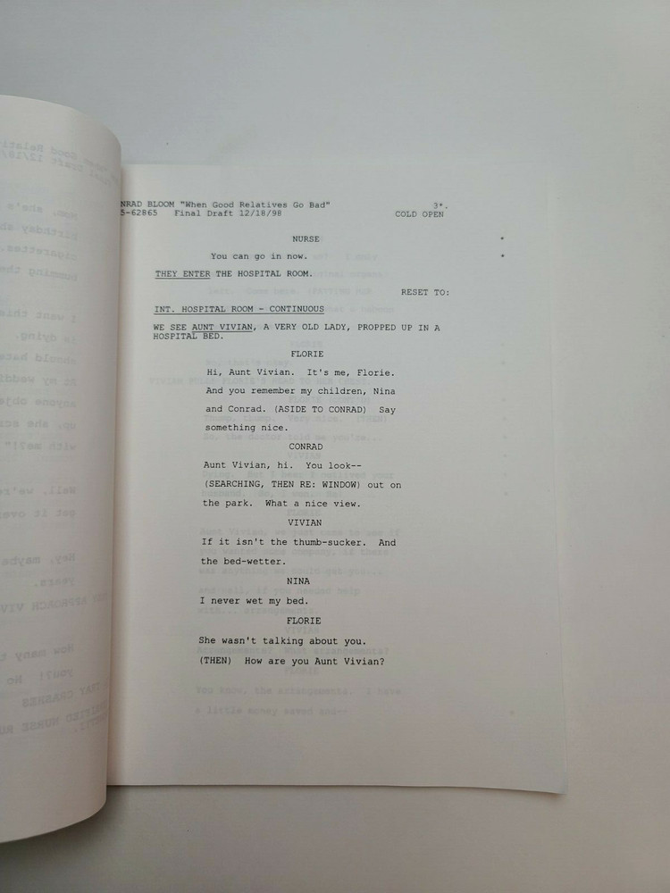 CONRAD BLOOM / Heide Perlman 1998 TV Script "When Good Relatives Go Bad"