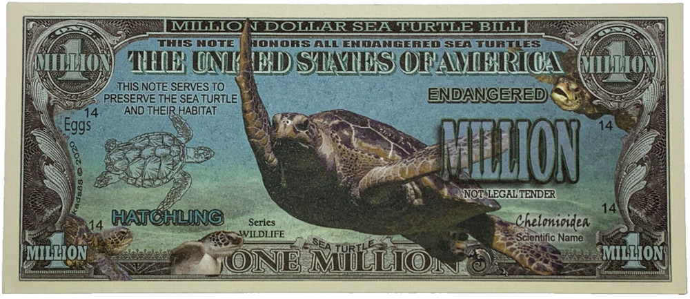 2020 Sea Turtle Hatchling Million Dollar Novelty Note