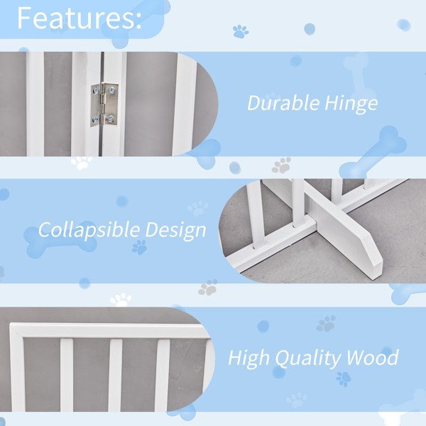 Foldable 4 Panels Dog Exercise Fence Dog Gate Doorway Pet Exercise Pens White