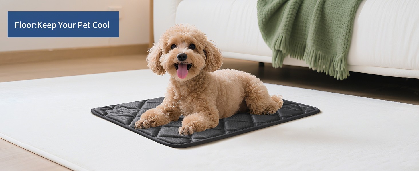 Dog Cooling Mat, Ice Silk Self Cool Pad for Dogs and Cats (35"x24", Black)
