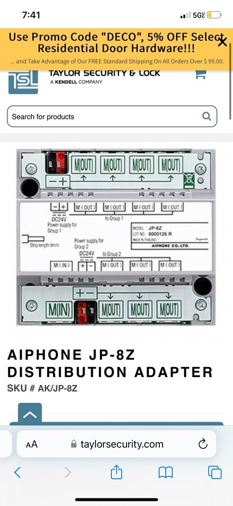 Aiphone JM-8Z Distribution Adapter