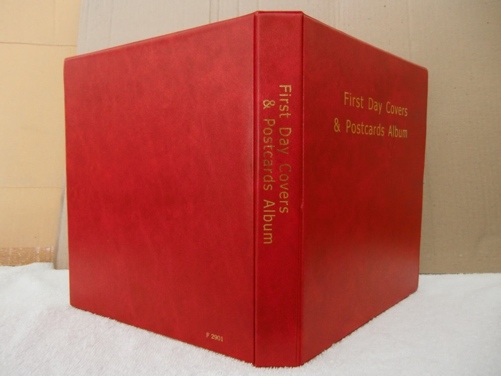 **New 100 First Day Covers & Postcards Album (Red) Great for Your collections.