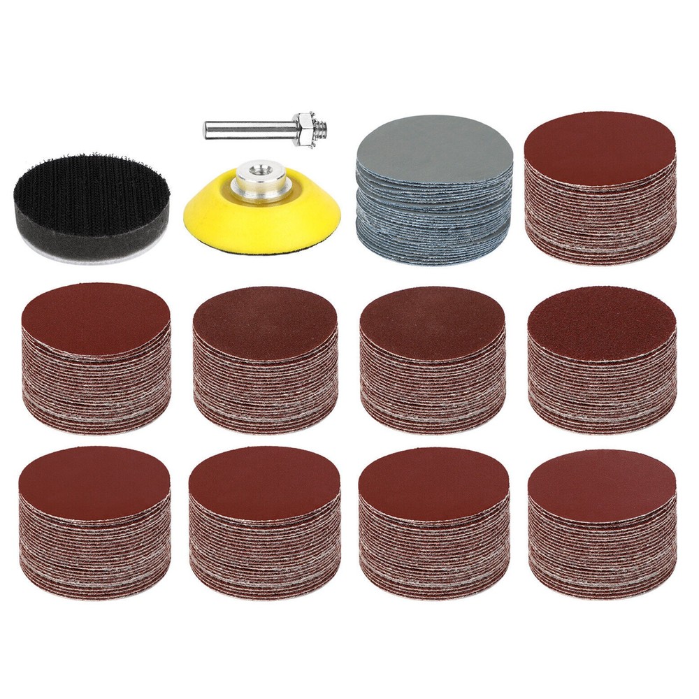 303Pcs 2" Sanding Disc Hook Loop Sander Paper Backer Pad + Drill Adapter Set