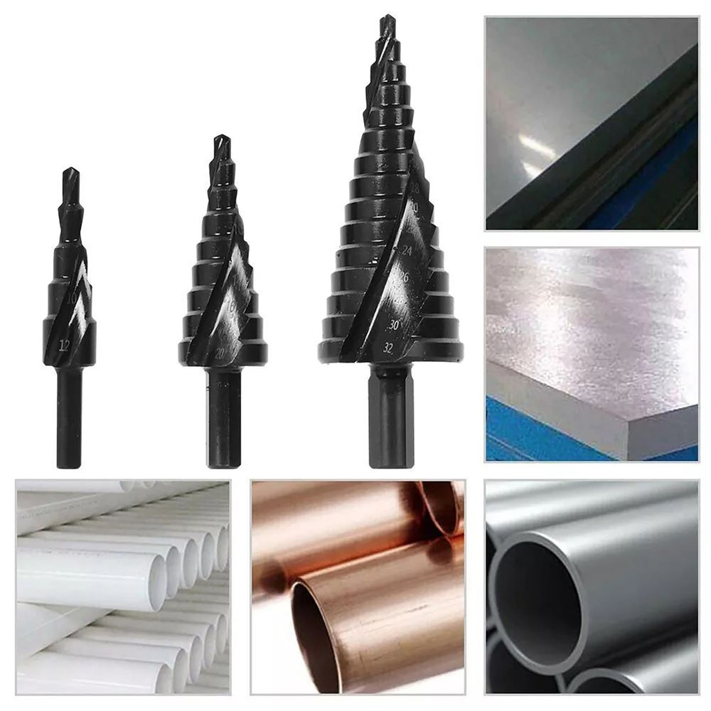 HSS Step Drill Bit Set Large Cone Titanium Bit Set Hole Cutter 6/8/10mm Shank