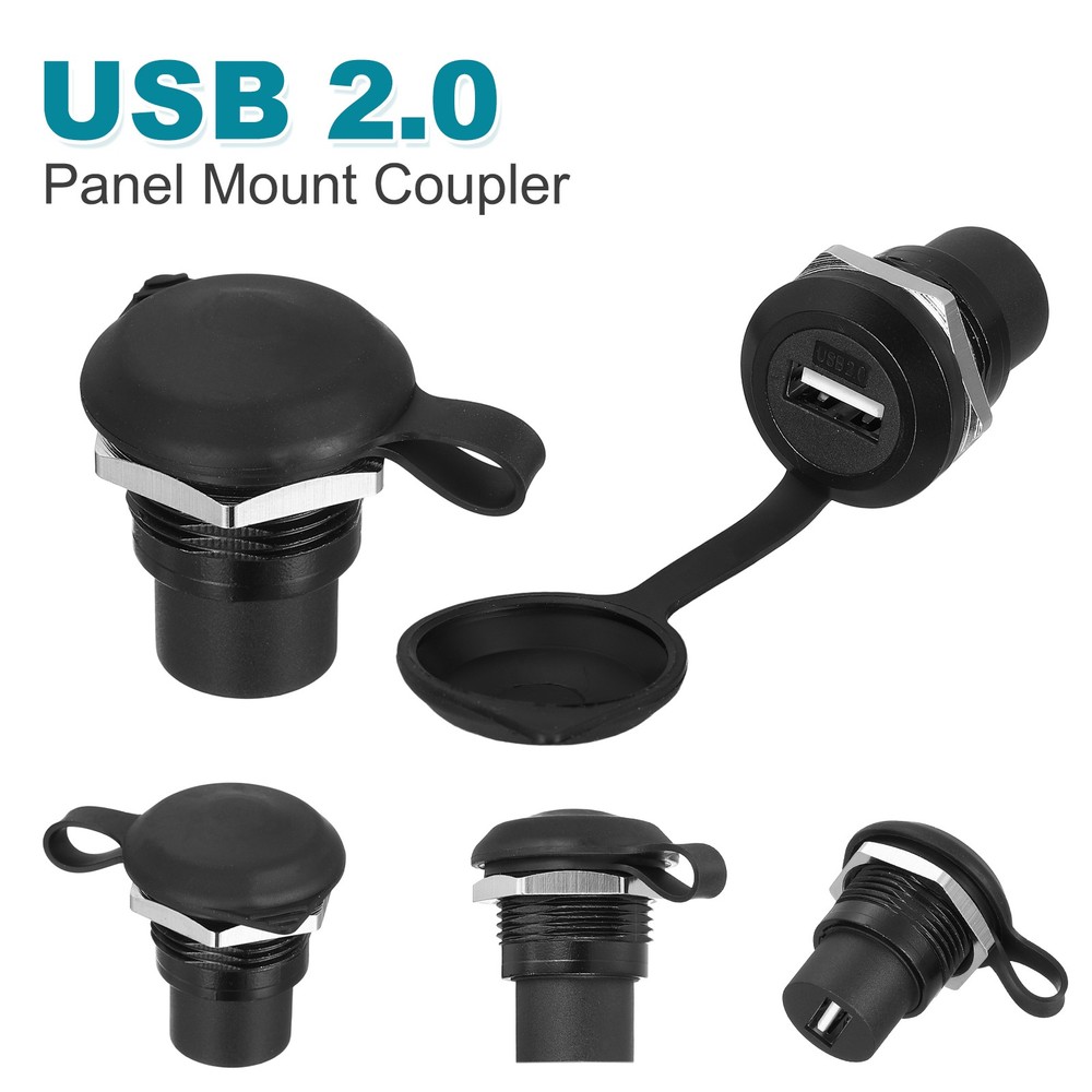 5Pcs USB 2.0 Panel Mount Coupler, USB Pass Through 480Mbps Black