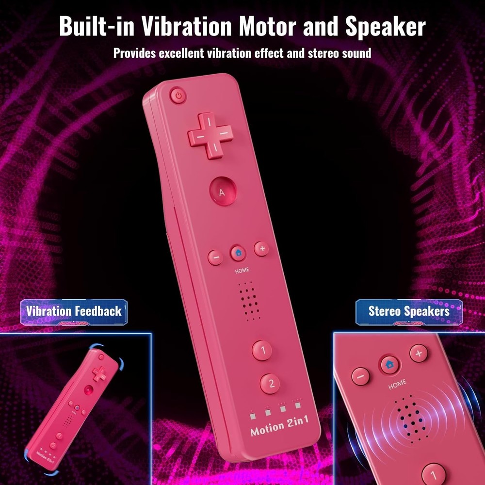 Enhanced Motion Plus Wii Controllers - 4 Color Set with Silicone Covers & Straps