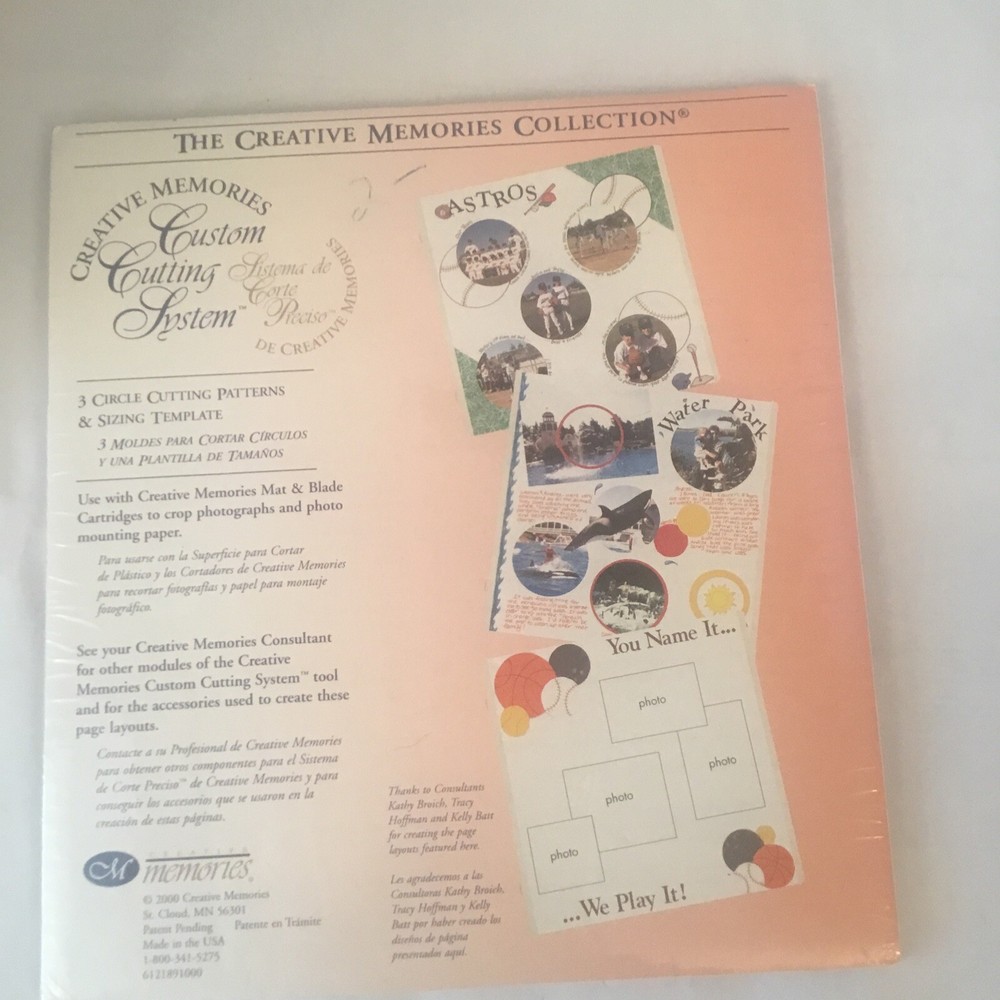 NEW CREATIVE MEMORIES custom cutting system 3 Circle Pattern & Sizing Template