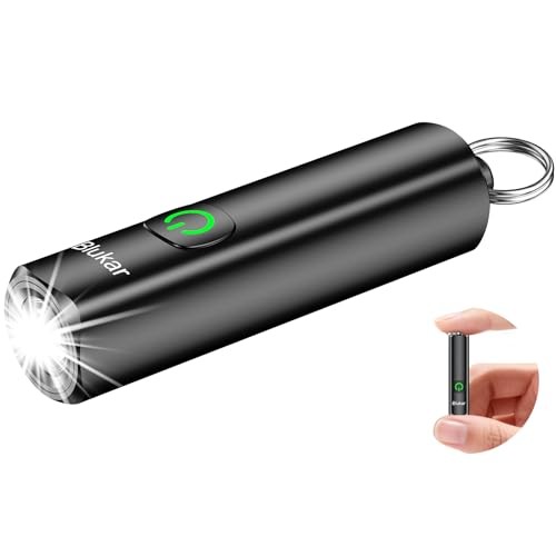 Rechargeable EDC Flashlight, 360L Mini Keychain Flash Light with 3 1 Black