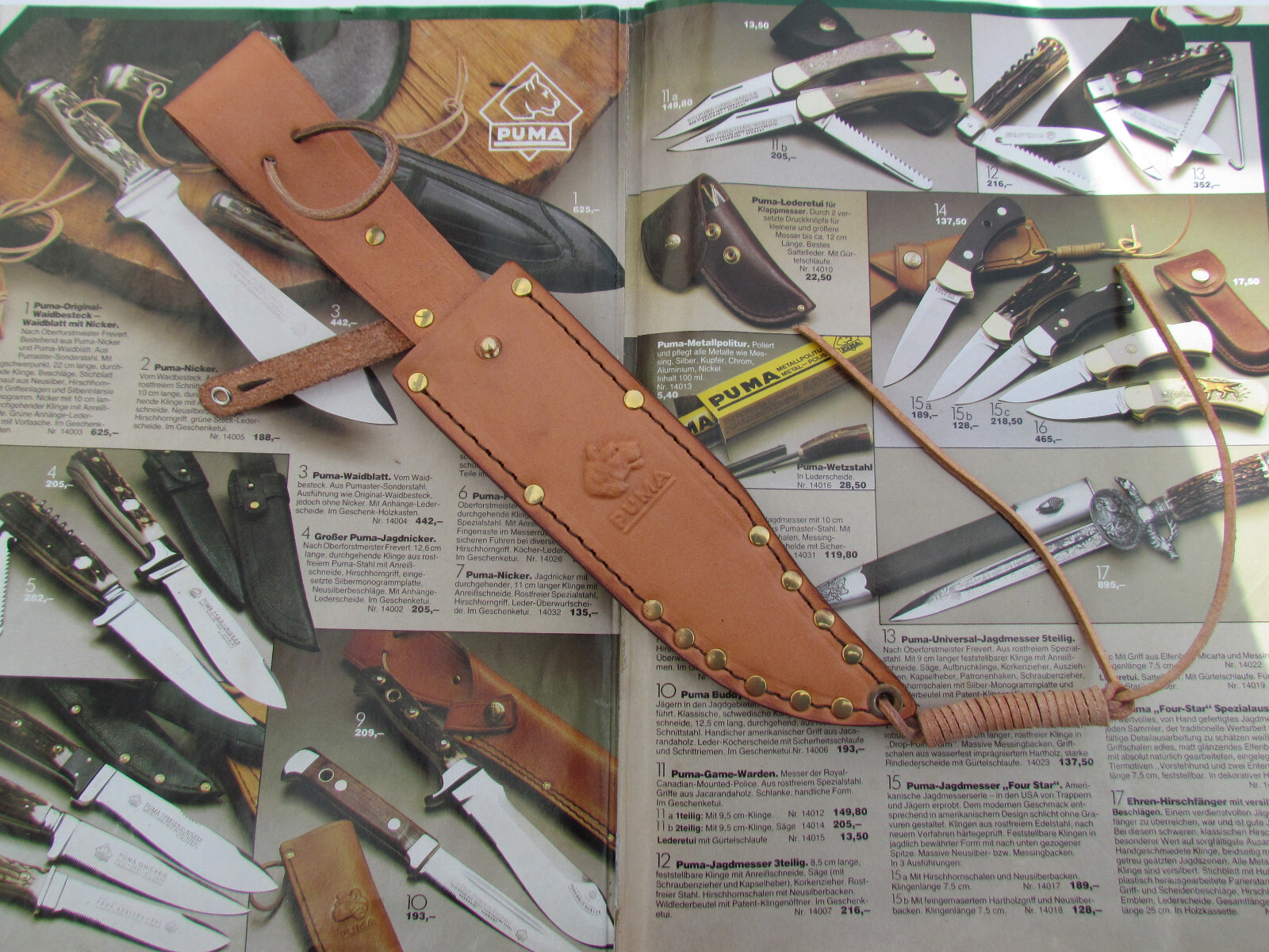 PUMA knife sheath Solingen for PUMA Bowie knife 6396. Model before 1970.
