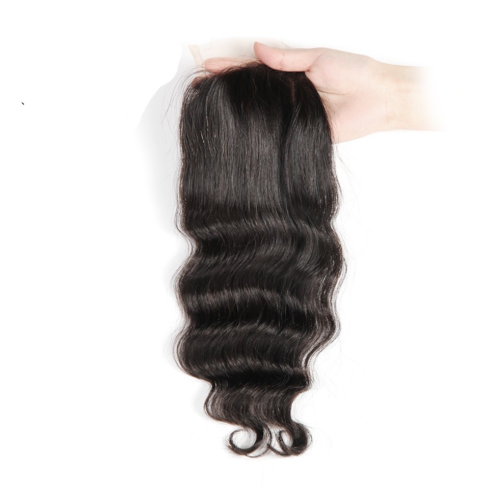 Flat Loose Wave Closure 4x4 Human hair Free Part Lace Closure Natural Black