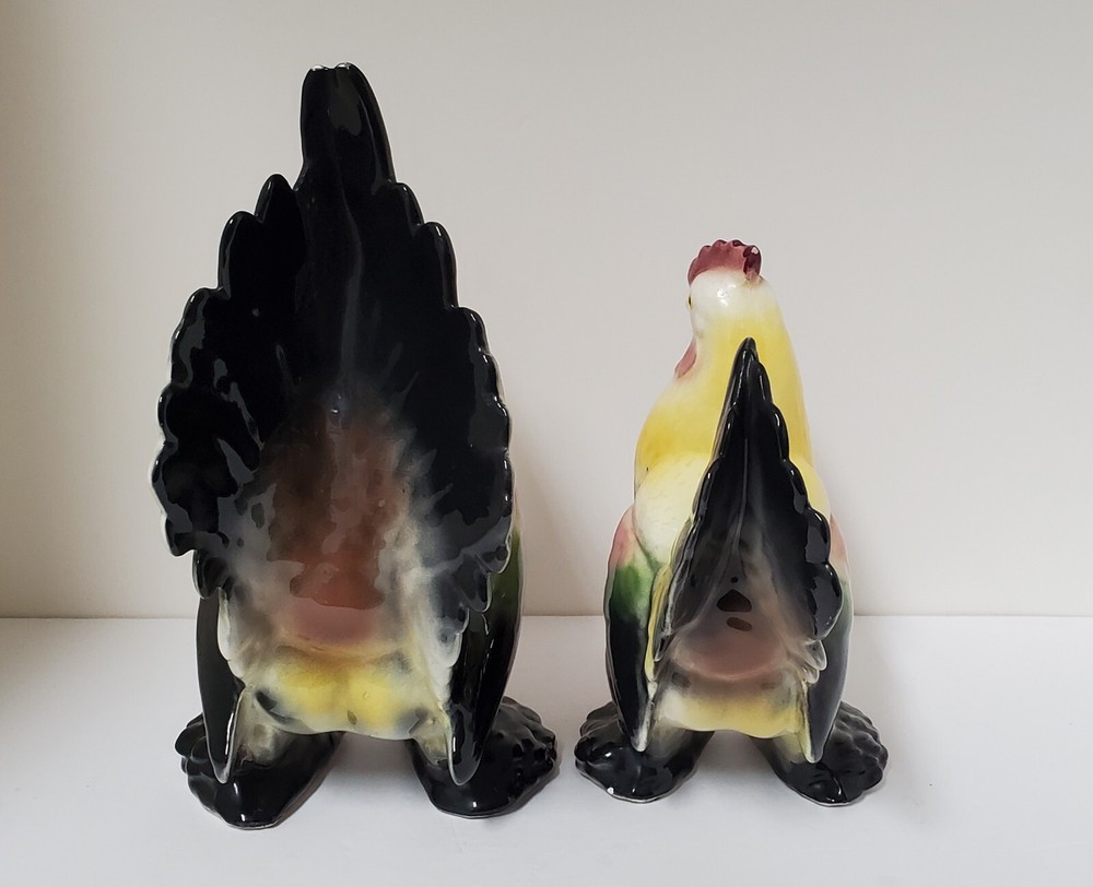 Vintage Ceramic Rooster And Hen Pair