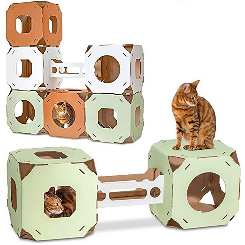 CAT DREAM HOUSE - NINE PIECE STACKABLE CUBE TOWER