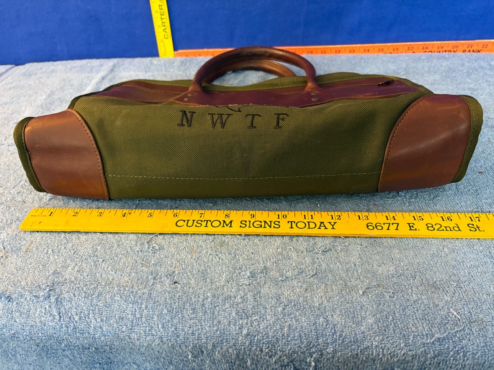 NWTF National Wild Turkey Federation Green Canvas Leather Bag Boyt ?