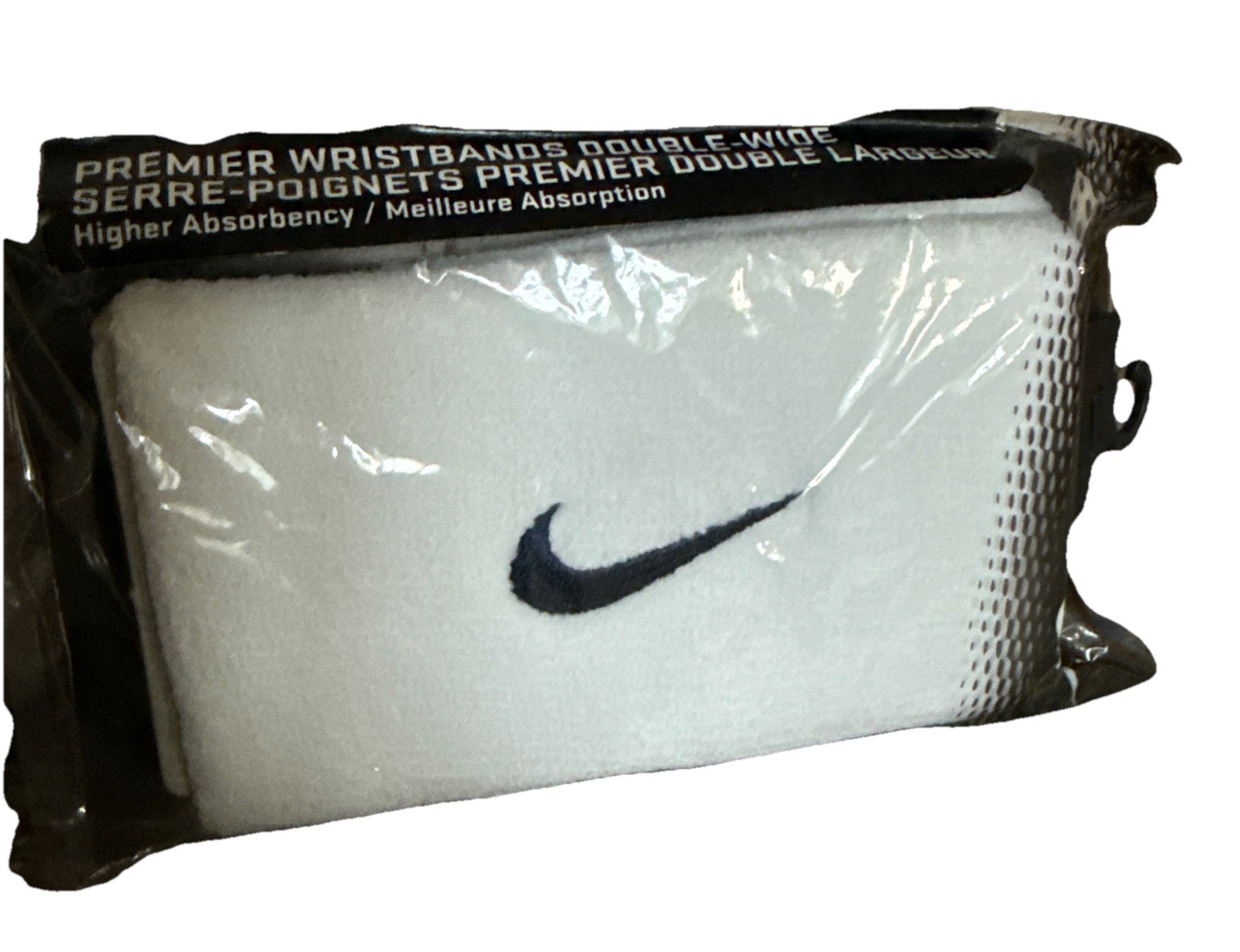 NIKE WHITE PREMIER MEN’S  WRISTBANDS DOUBLE-WIDE NWT high absorbency