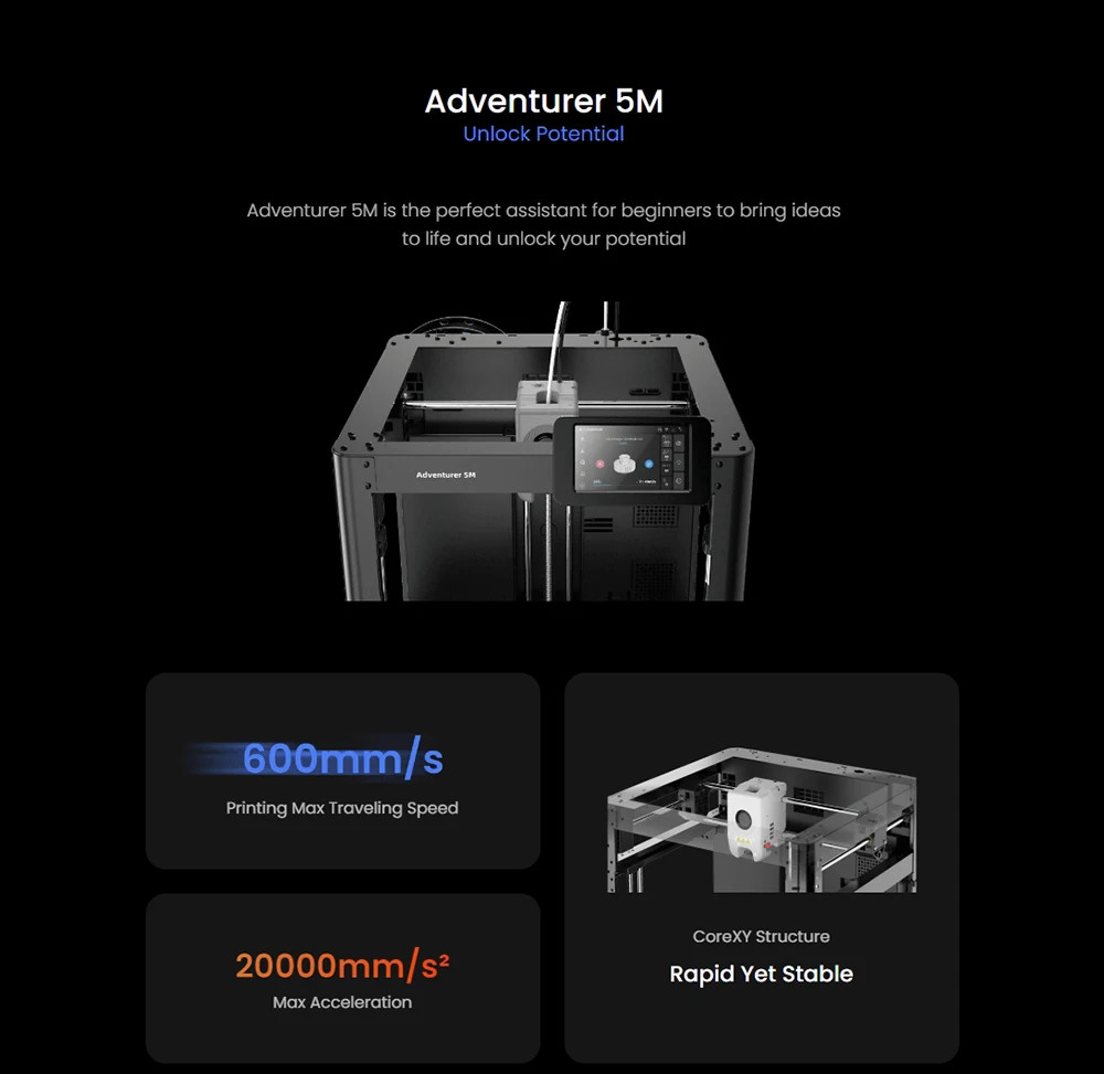 Flashforge Adventurer 5M 3d Printer High Speed Full-auto Leveling