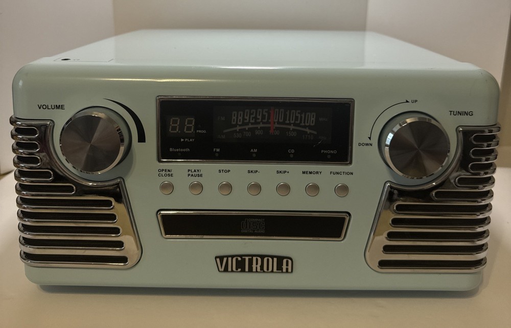 Victrola V50-200 Record Player CD Player Bluetooth Multi Media Teal (Tested)