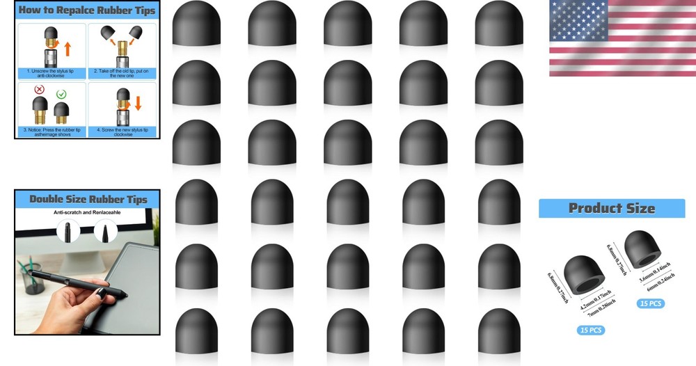 Universal Stylus Tips Replacement - 30 Pcs Rubber Ends for Touchscreen Devices