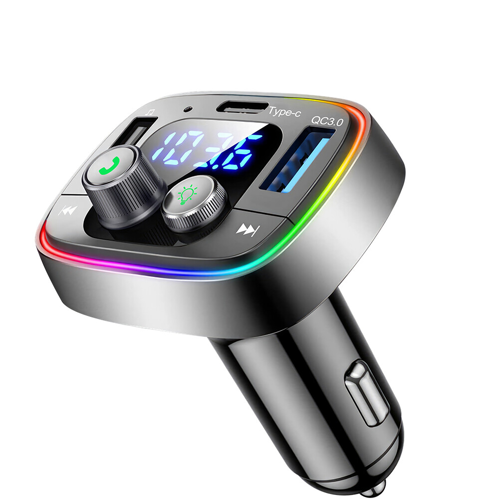 Bluetooth 5.0 Car Wireless FM Transmitter Adapter USB PD Charger AUX Hands-Free