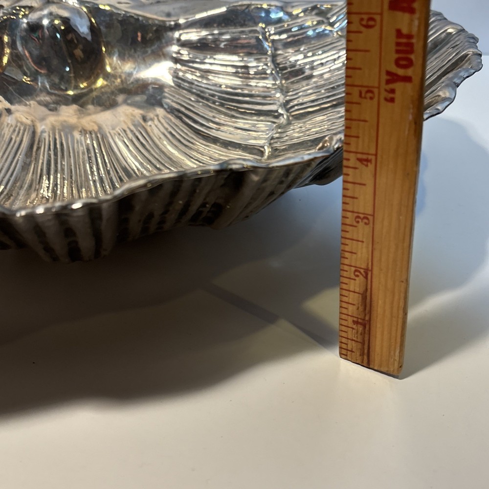 Large 20” Vintage Valenti Spain Silver Plate Shell