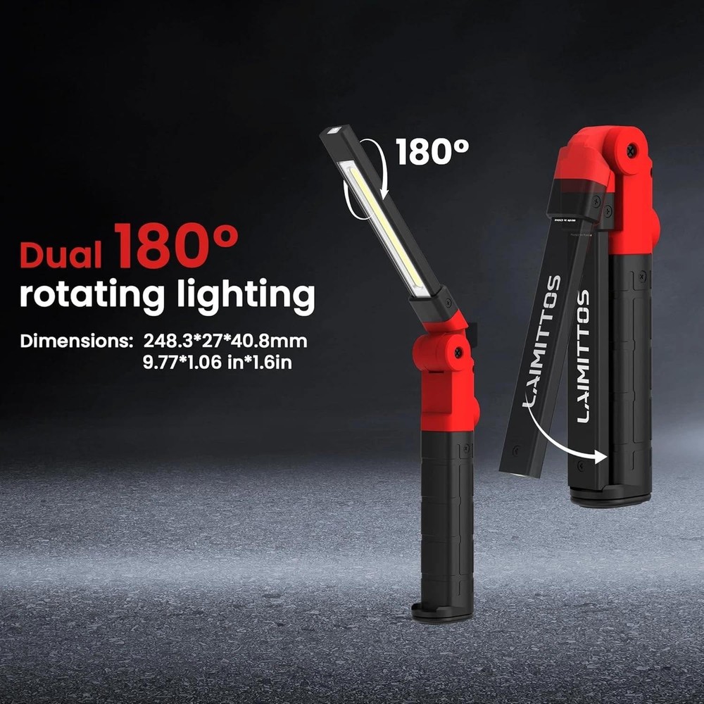 Rechargeable LED Work Light Magnetic Foldable Flashlight with Hook 3 Modes | Eba